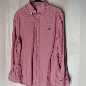 Southern Marsh red and white checked long sleeve button front shirt,‎ size large